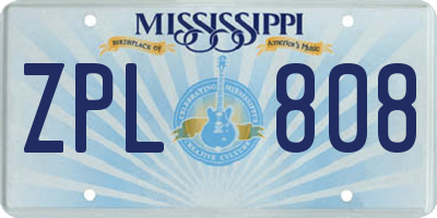 MS license plate ZPL808