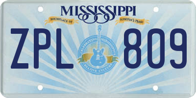 MS license plate ZPL809