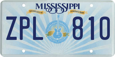 MS license plate ZPL810