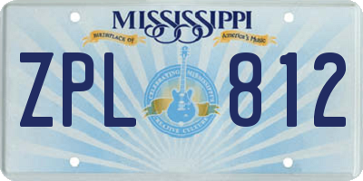 MS license plate ZPL812