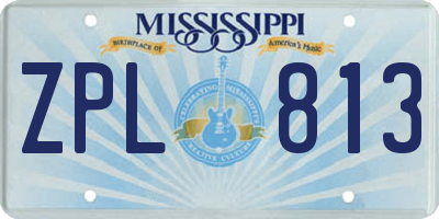 MS license plate ZPL813