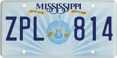 MS license plate ZPL814