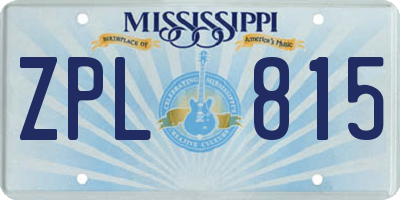 MS license plate ZPL815