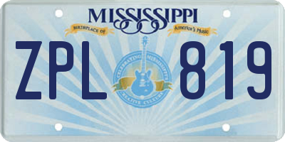 MS license plate ZPL819