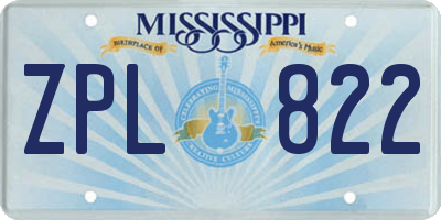MS license plate ZPL822
