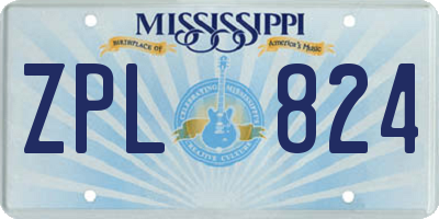 MS license plate ZPL824