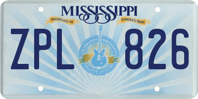 MS license plate ZPL826
