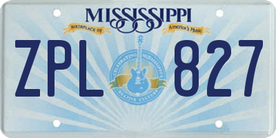 MS license plate ZPL827