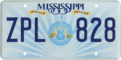 MS license plate ZPL828