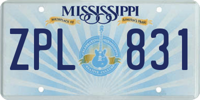 MS license plate ZPL831