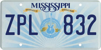 MS license plate ZPL832