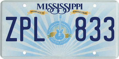 MS license plate ZPL833