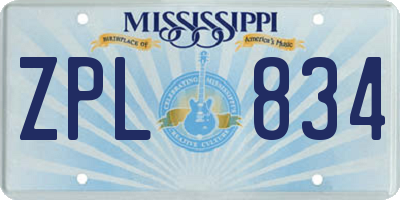 MS license plate ZPL834