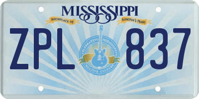 MS license plate ZPL837