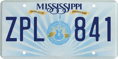 MS license plate ZPL841