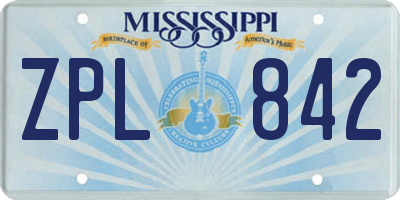 MS license plate ZPL842