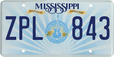 MS license plate ZPL843