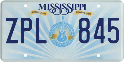 MS license plate ZPL845