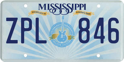 MS license plate ZPL846