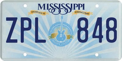 MS license plate ZPL848