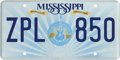 MS license plate ZPL850