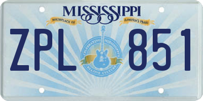 MS license plate ZPL851