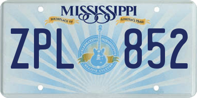 MS license plate ZPL852