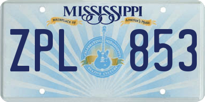MS license plate ZPL853