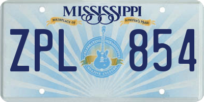 MS license plate ZPL854
