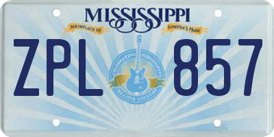 MS license plate ZPL857