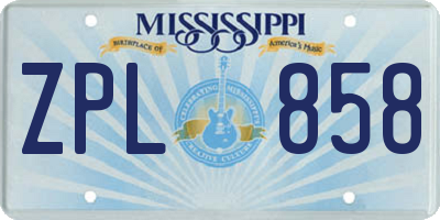 MS license plate ZPL858
