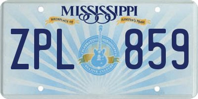 MS license plate ZPL859