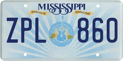 MS license plate ZPL860