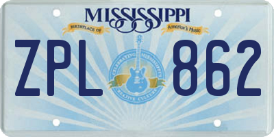 MS license plate ZPL862