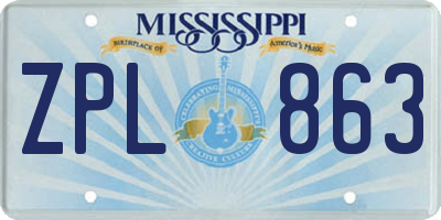 MS license plate ZPL863