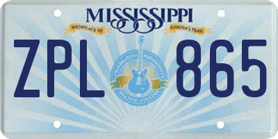 MS license plate ZPL865