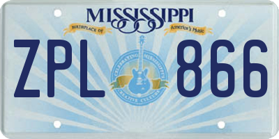 MS license plate ZPL866