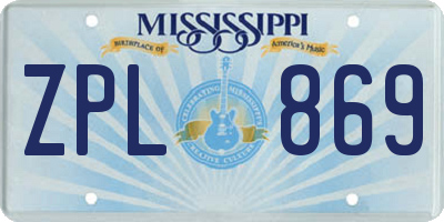 MS license plate ZPL869