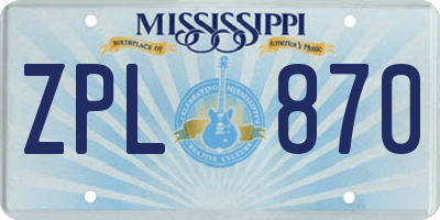 MS license plate ZPL870