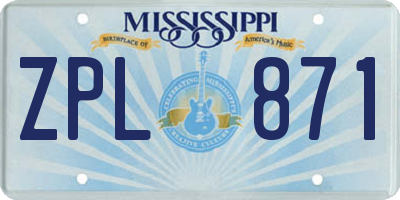 MS license plate ZPL871