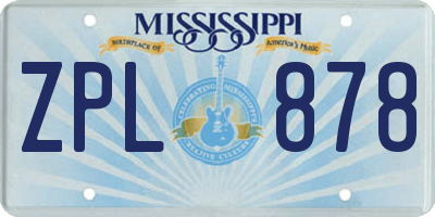 MS license plate ZPL878