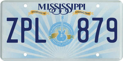 MS license plate ZPL879