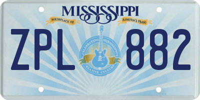 MS license plate ZPL882