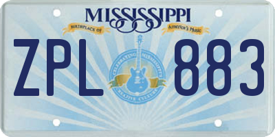 MS license plate ZPL883