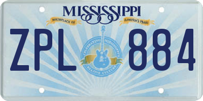 MS license plate ZPL884