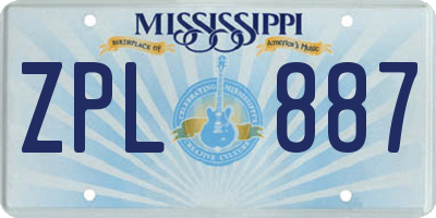 MS license plate ZPL887