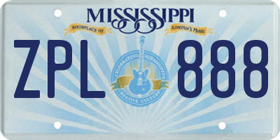 MS license plate ZPL888