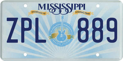 MS license plate ZPL889