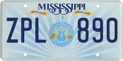 MS license plate ZPL890