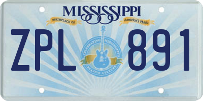 MS license plate ZPL891